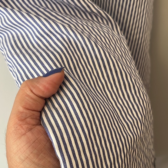 Nicole Miller Studio Blue White Striped Shirt Dress Embroidered Monkeys Size 10 - Picture 8 of 13